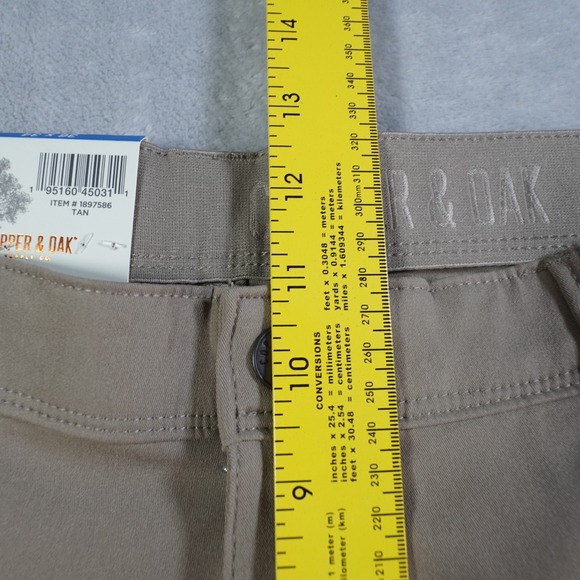 Copper & Oak Mens Tech Pants Sz 36 x 34 Tan Stretch Performance Zip Cargo Pocket - Picture 8 of 16